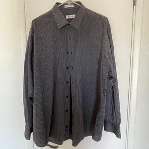 Men's Pierre Cardin Black and Gray Stripe Long Sleeve Dress Shirt Size XL